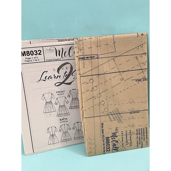 McCall's M8032 Pattern Misses Dresses w/ Ruffle Swing Dress Size 14-22 Uncut - Picture 5 of 5